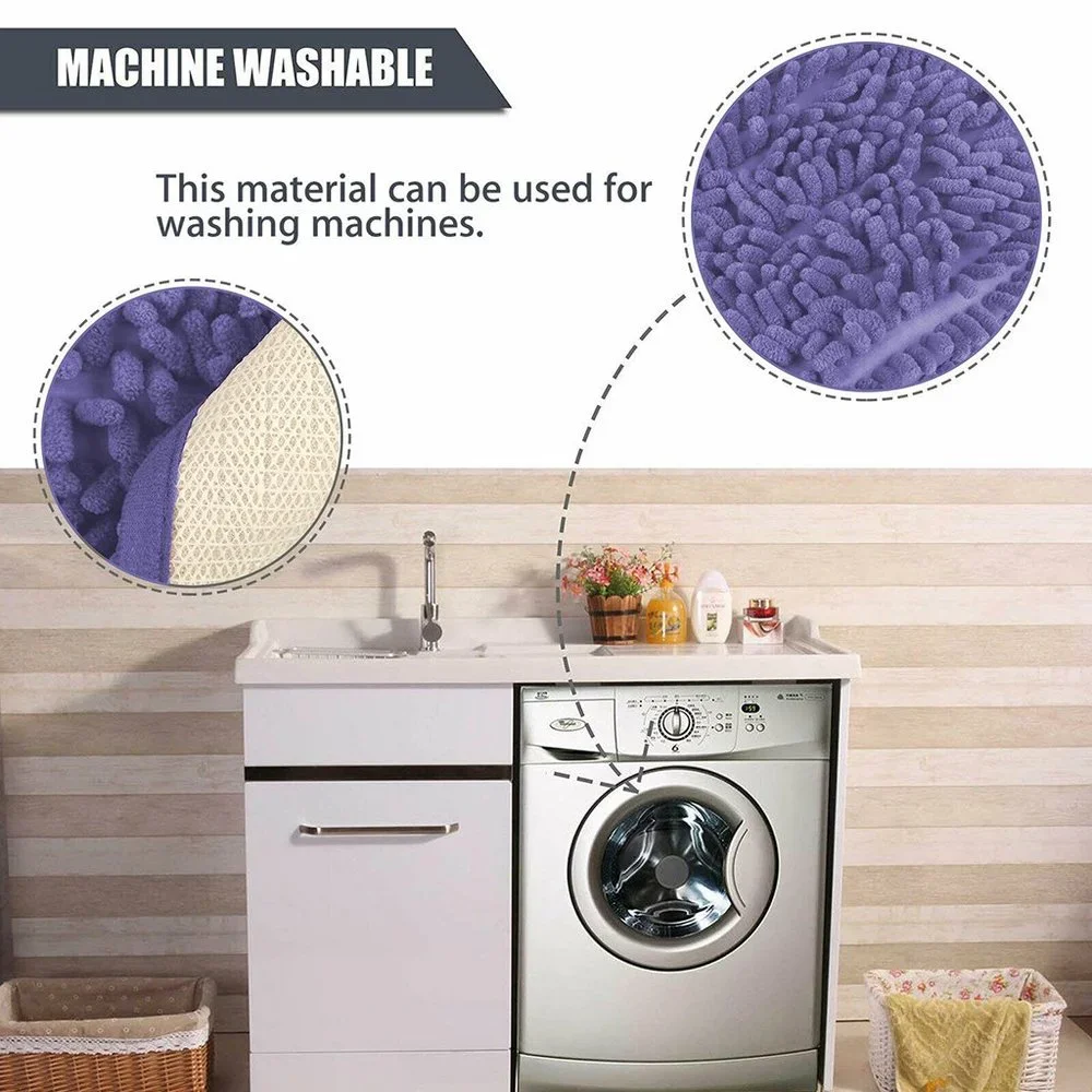 2PCS Microfiber Non Slip Bathroom Shower Rugs Carpet, Blue+Purple